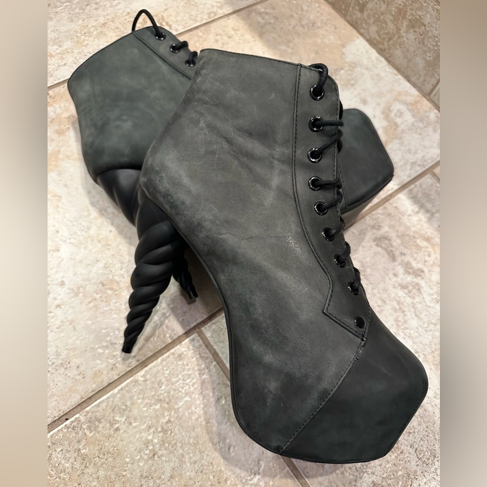 Jeffrey Campbell x Miss KL Black Unicorn Lita platform booties ✨RARE✨